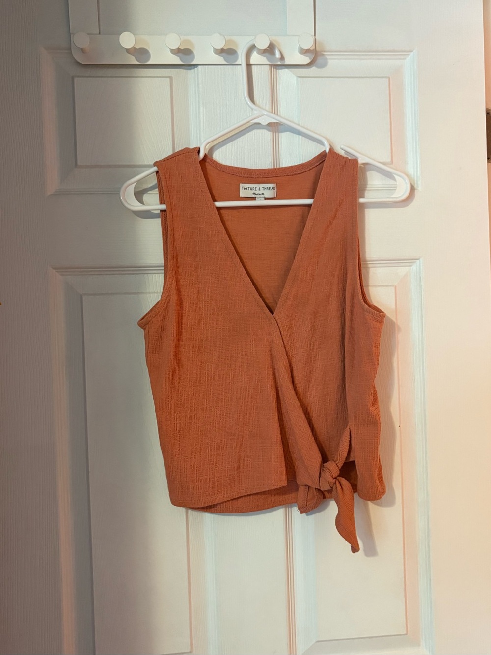 Madewell Rust Tie-Front Sleeveless V-Neck Crop Top